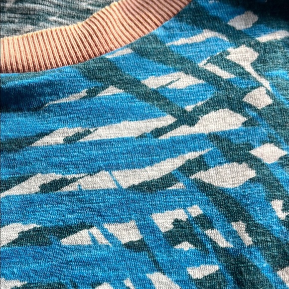 Free People Movement Blue and Tan Palm Stripe Print Sleeveless Athletic Crop Top - Picture 4 of 14